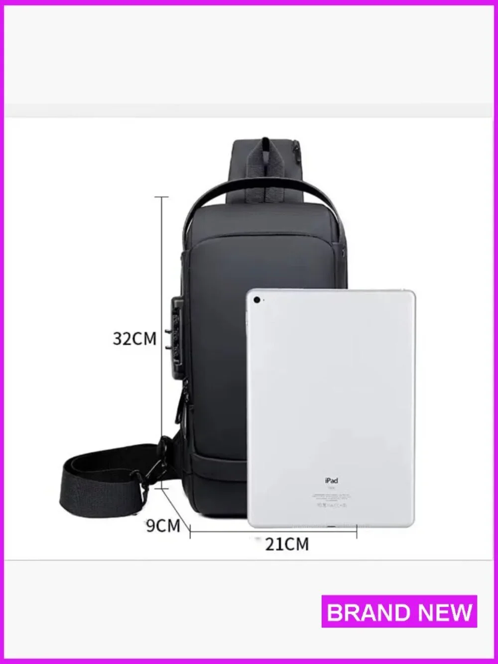 Anti-Theft Sling Bag Waterproof Crossbody Daypack with USB Charging Port & Lock